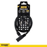 Handy Hardware Cable Lock With 2 Keys Black 7.5mmX60cm 276868