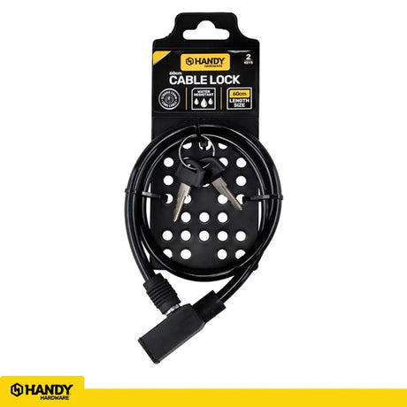 Handy Hardware Cable Lock With 2 Keys Black 7.5mmX60cm 276868