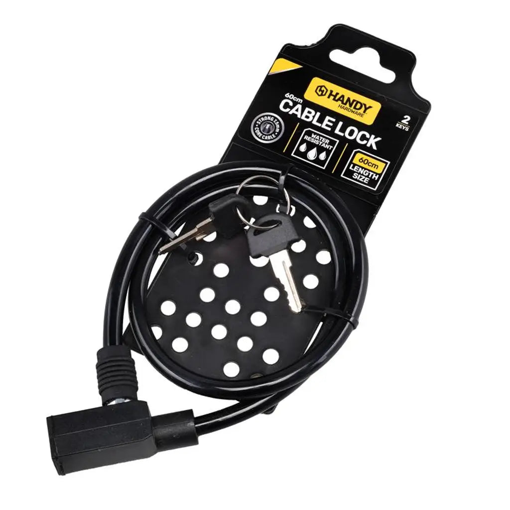 Handy Hardware Cable Lock With 2 Keys Black 7.5mmX60cm 276868