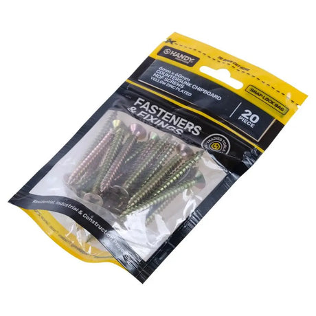 Handy Hardware Countersunk Chipboard Screw Zinc Plated 6x60mm 20Pcs 225378