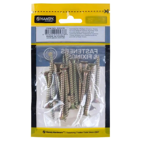 Handy Hardware Countersunk Chipboard Screw Zinc Plated 6x60mm 20Pcs 225378