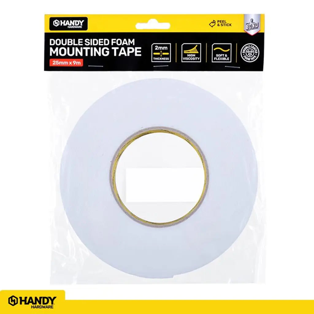 Handy Hardware Double Sided Foam Mounting Tape 25mmX9m 136872