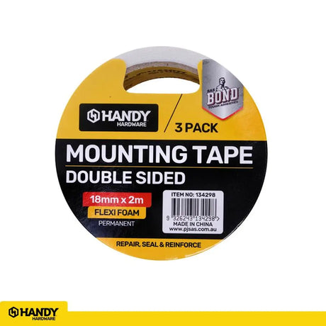 Handy Hardware Double Sided Mounting Tape 18mmX2m 3Pk 134298