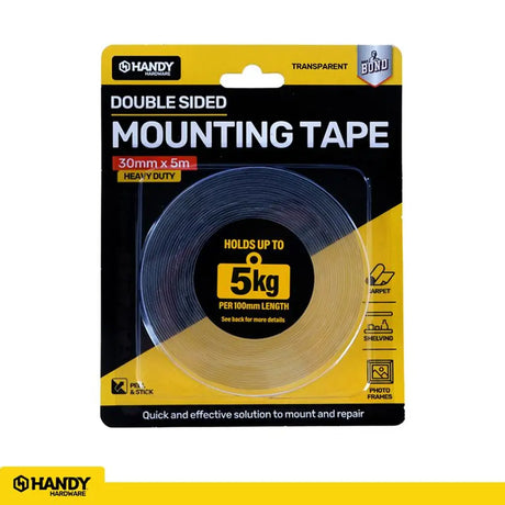 Handy Hardware Double Sided Mounting Tape Clear 30mmX5m 254583