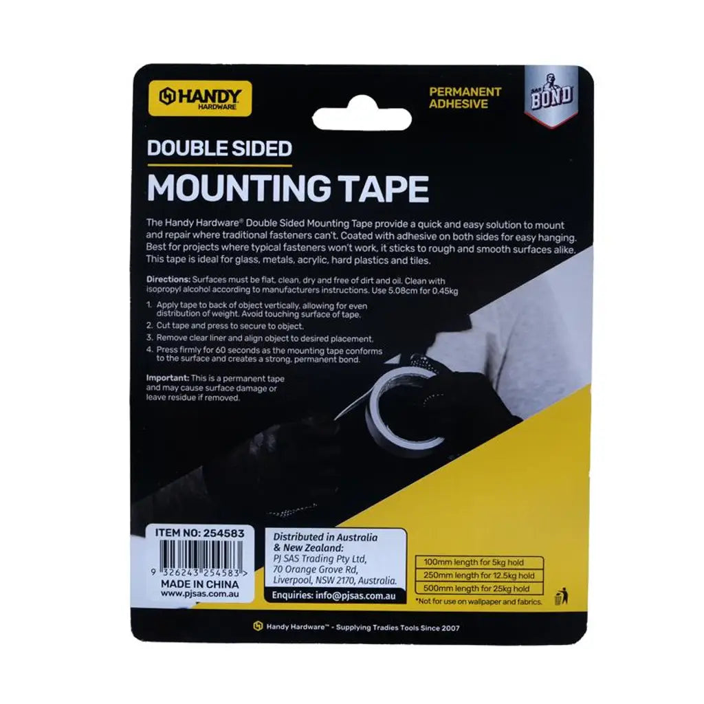 Handy Hardware Double Sided Mounting Tape Clear 30mmX5m 254583