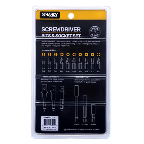 Handy Hardware Driver Bit and Socket Adaptors Set 16Pcs 274253