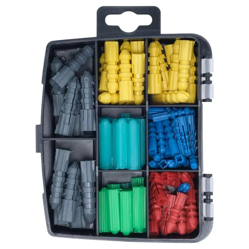 Handy Hardware Fasteners Fixings in Storage Case Assorted Wall Plugs 101Pcs 281435