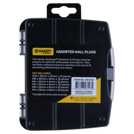 Handy Hardware Fasteners Fixings in Storage Case Assorted Wall Plugs 101Pcs 281435