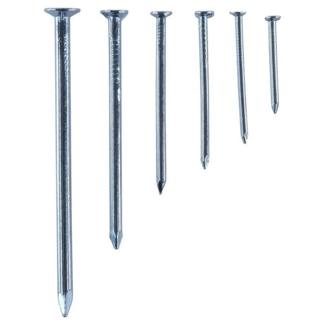 Handy Hardware Fasteners Fixings in Storage Case Flat Head Nails Galvanised Iron Assorted Sizes 530Pcs 281459