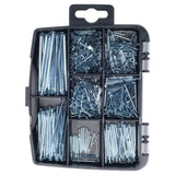 Handy Hardware Fasteners Fixings in Storage Case Flat Head Nails Galvanised Iron Assorted Sizes 530Pcs 281459
