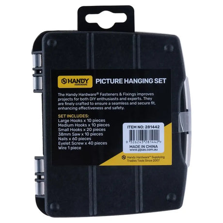 Handy Hardware Fasteners Fixings in Storage Case Picture Hanging Set 151Pcs 281442