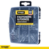 Handy Hardware Fasteners Fixings in Storage Case Wood Screws Assorted Sizes 205Pcs 281411