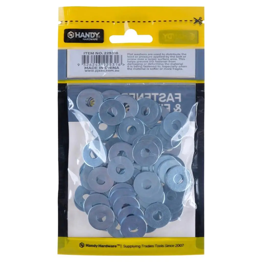 Handy Hardware Flat Washer Zinc Plated M6 80Pcs 225316
