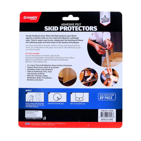 Handy Hardware Floor Protection Adhesive Felt Skid Protectors Assorted Size 5mm 27Pk 279586