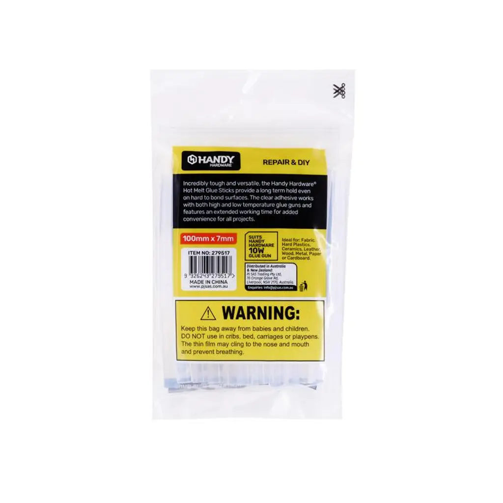 Handy Hardware Glue Gun Hot Melt Glue Sticks 100x7mm Clear 24Pcs 279517
