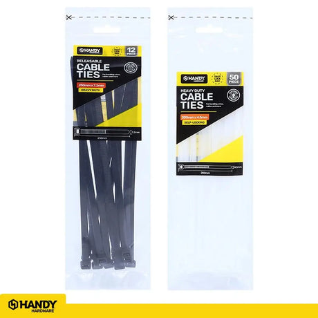 Handy Hardware Heavy Duty Cable Ties Black 250x7.2mm 12Pcs 230679