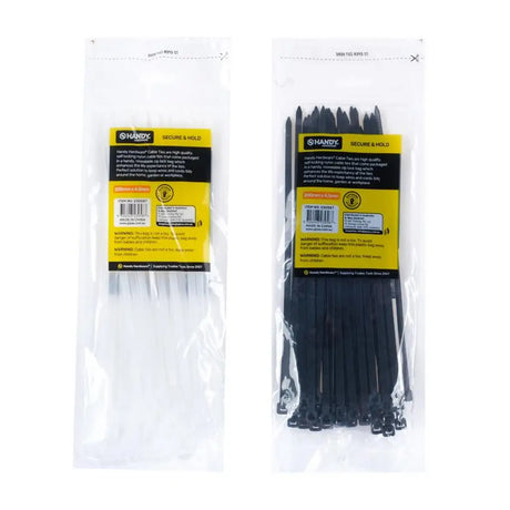 Handy Hardware Heavy Duty Cable Ties Black Or Clear 200x4.5mm 50Pcs 230587