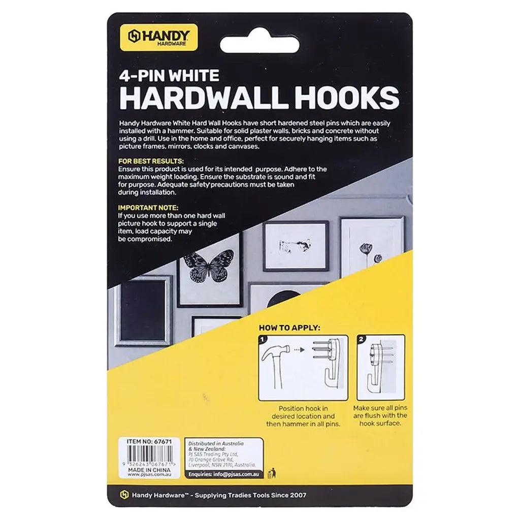 Handy Hardware Hooks Hardwall Hangers Assorted Sizes 14Pcs 67671