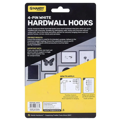 Handy Hardware Hooks Hardwall Hangers Assorted Sizes 14Pcs 67671