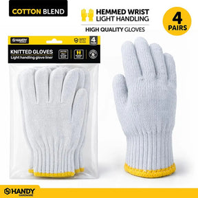 Handy Hardware Knitted Gloves Poly Cotton Blend 4 Pairs 104123