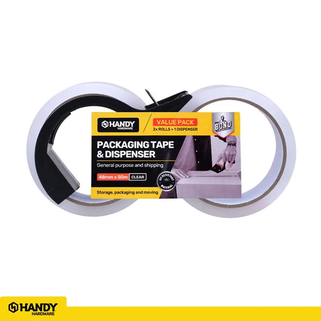 Handy Hardware Packaging Tape Dispenser Value Pack 48mmX50m 2Pk 268290