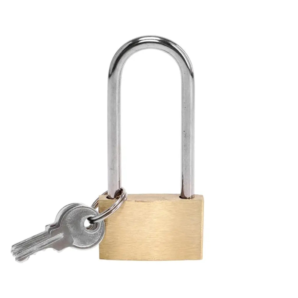 Handy Hardware Padlock Solid Brass Long Shackle 30mm Includes 3 Keys 277063