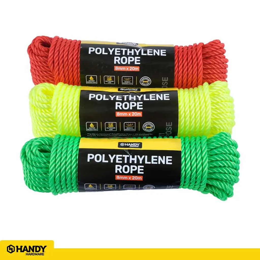 Handy Hardware Polyethylene Traditional Rope Assorted Colours 8mmX20m 280667