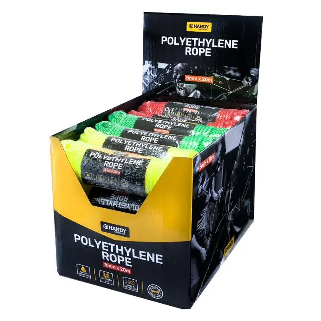 Handy Hardware Polyethylene Traditional Rope Assorted Colours 8mmX20m 280667
