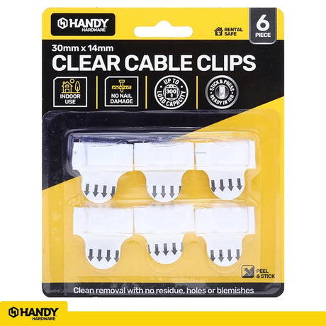 Handy Hardware Removable Cable Clips 30x40mm 300g 6Pk 217977