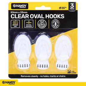 Handy Hardware Removable Clear Oval Hooks 53x33mm 2Kg 3Pk 217021