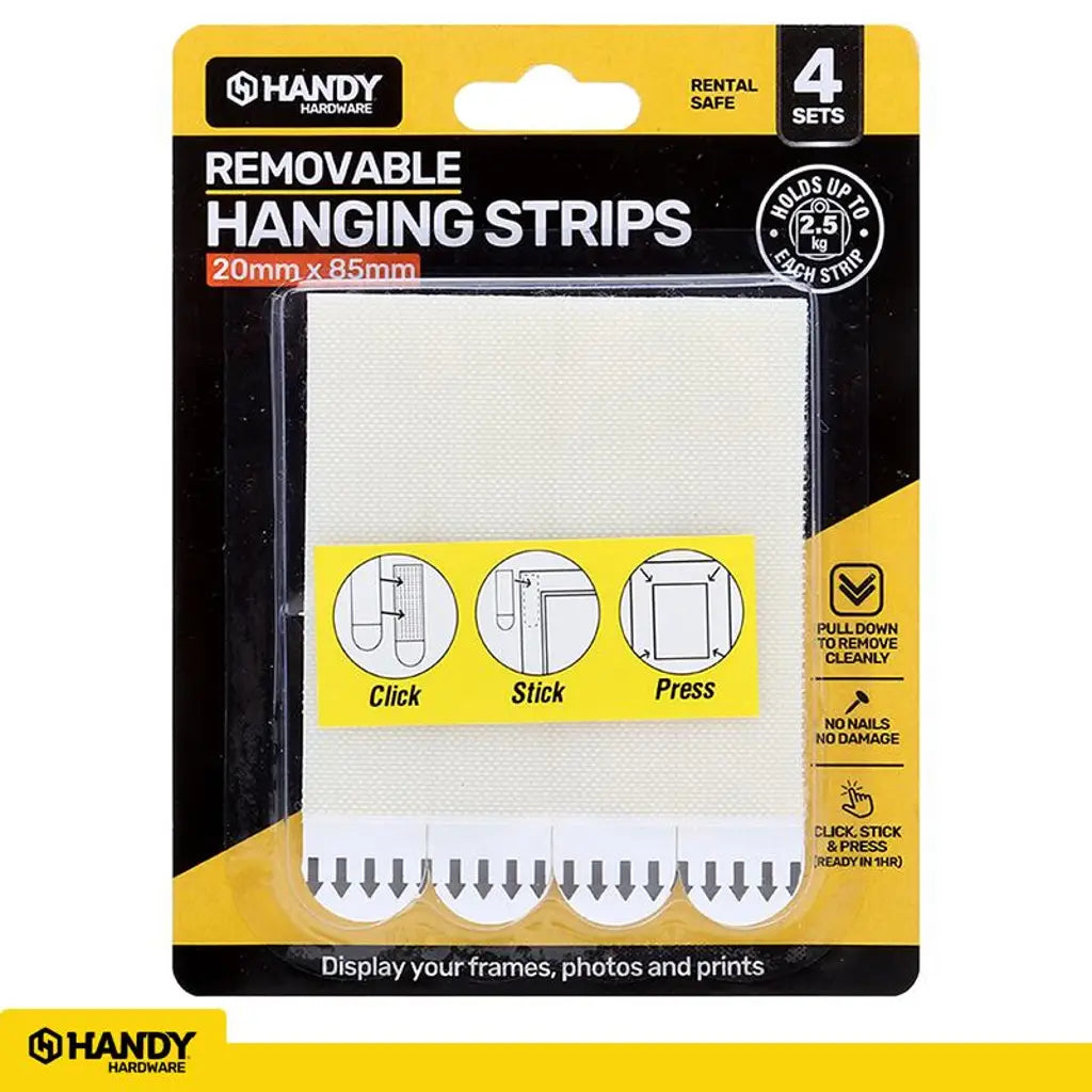 Handy Hardware Removable Hanging Strips 85x20mm 4 Set 2.5Kg 217885