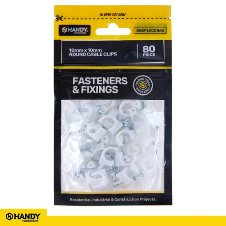 Handy Hardware Round Cable Clips 10x10mm 80Pcs 225477