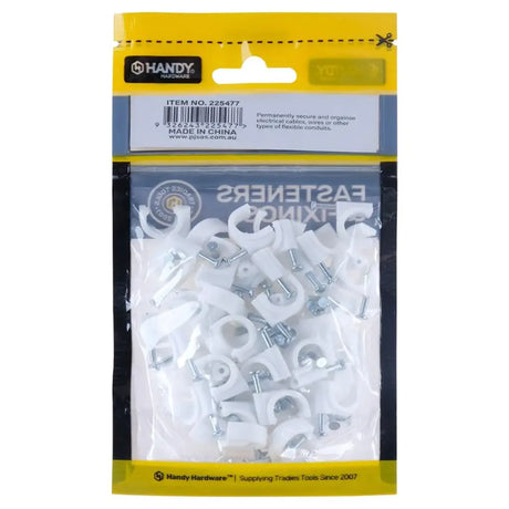 Handy Hardware Round Cable Clips 10x10mm 80Pcs 225477