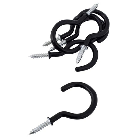 Handy Hardware Round Screw Hooks Black PVC 35x70mm 6Pcs 233830