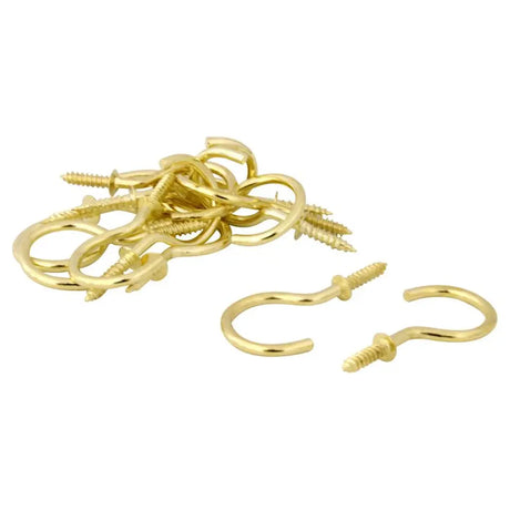 Handy Hardware Round Screw Hooks Brass Plated 20x45mm 25Pcs 225262
