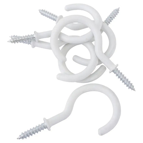 Handy Hardware Round Screw Hooks White PVC 35x70mm 6Pcs 233823