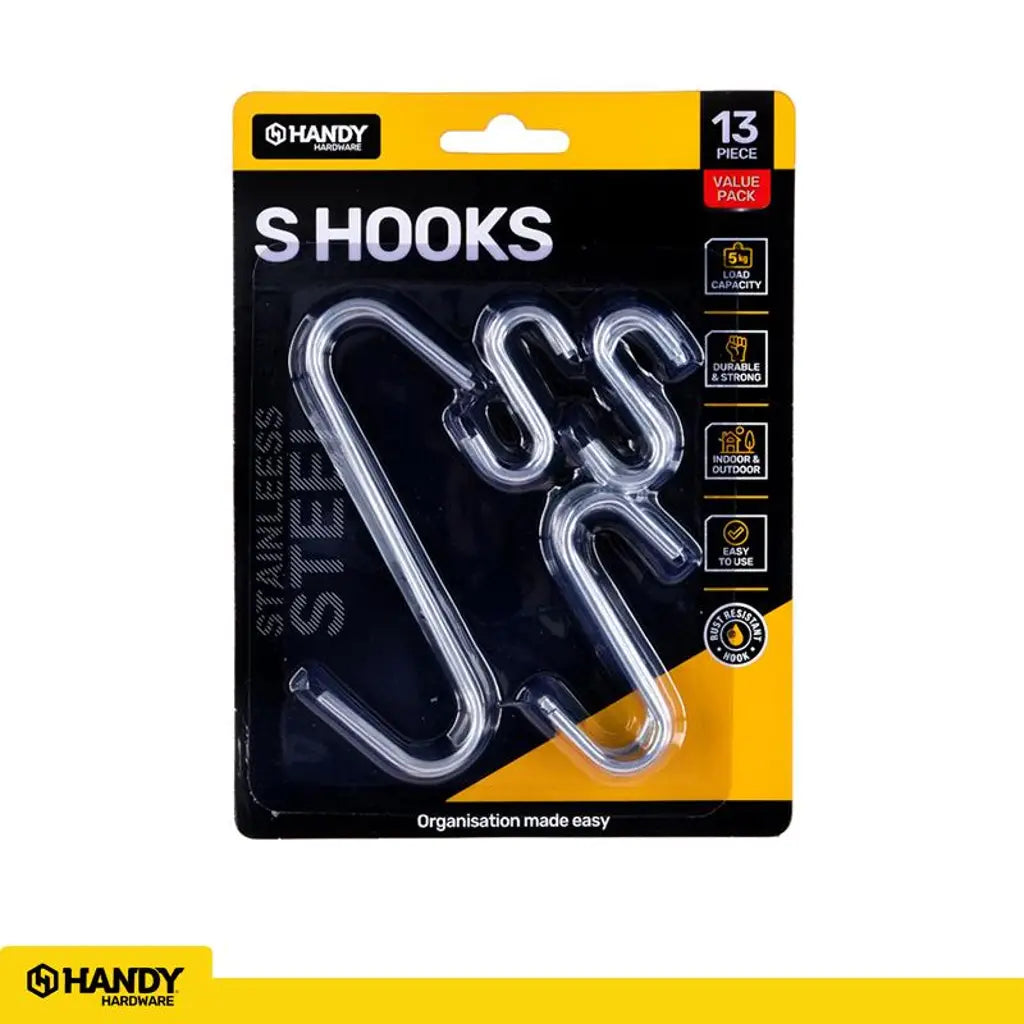 Handy Hardware S Hook Stainless Steel Assorted Pack 13Pk 276172