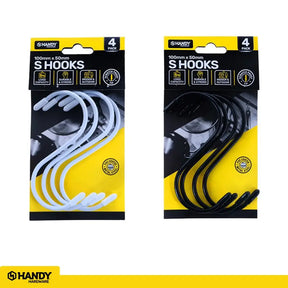 Handy Hardware S Hooks With PVC Cotaed Black Or White 100x50mm 4Pcs 234325