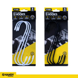 Handy Hardware S Hooks With PVC Cotaed Black Or White 165x50mm 3Pcs 234332