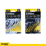 Handy Hardware S Hooks With PVC Cotaed Black Or White 80x35mm 5Pcs 234318