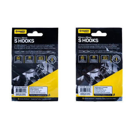 Handy Hardware S Hooks With PVC Cotaed Black Or White 80x35mm 5Pcs 234318