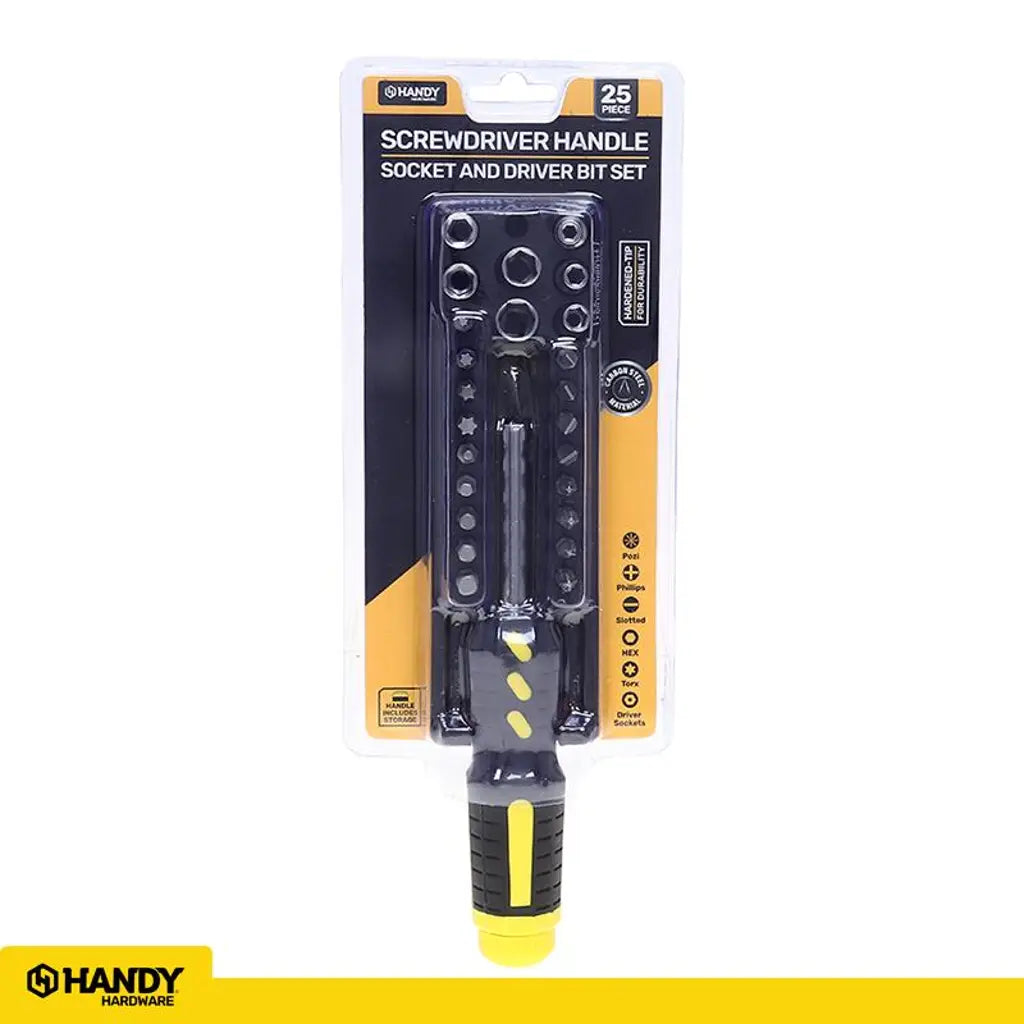 Handy Hardware Screwdriver Handle with Socket and Driver Bit Set 25Pcs 274239
