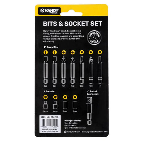Handy Hardware Socket and Driver Bit Set 12Pcs 274260