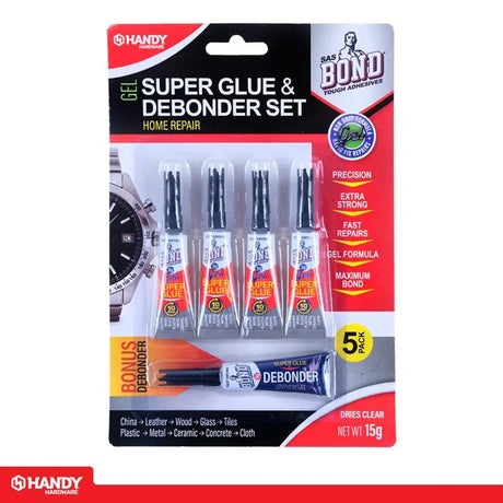 Handy Hardware Super Glue and Debonder Set 15g 5Pk 250691