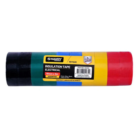 Handy Hardware Tape Electrical Assorted Colours PVC Tape Set 19mmX3m 10Pcs 42654