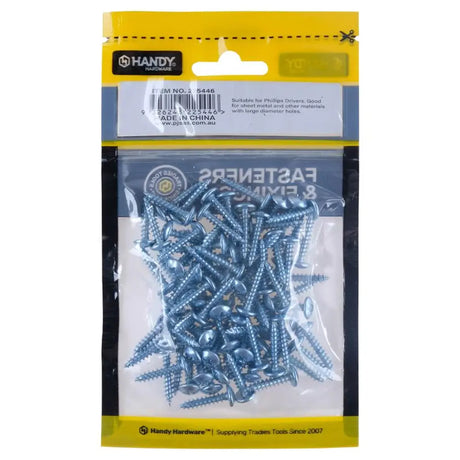 Handy Hardware Truss Head Self Tapping Screws Zinc Plated 4x20mm 80pcs 225446
