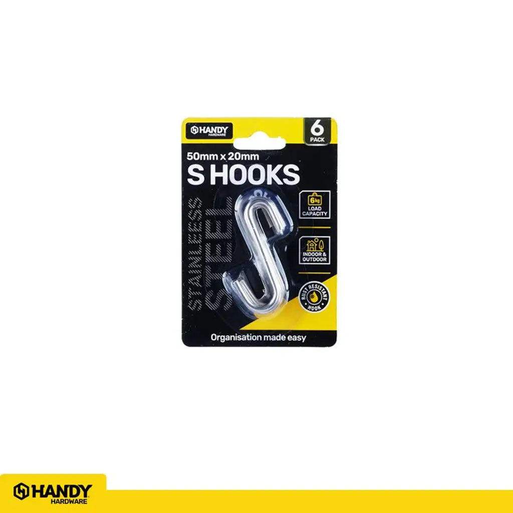 Handy Hardware XXS Hook Stainless Steel XS 50x20x3mm 6Pk 276189