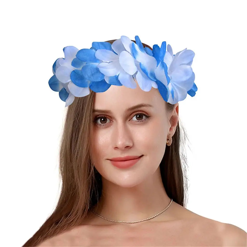 Hawaiian Assorted Colour Lei Headband And 2 Bracelets Set A94631