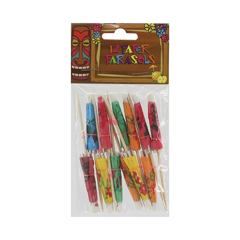 Hawaiian Cocktail Parasol Umbrella Picks 12Pk A29930