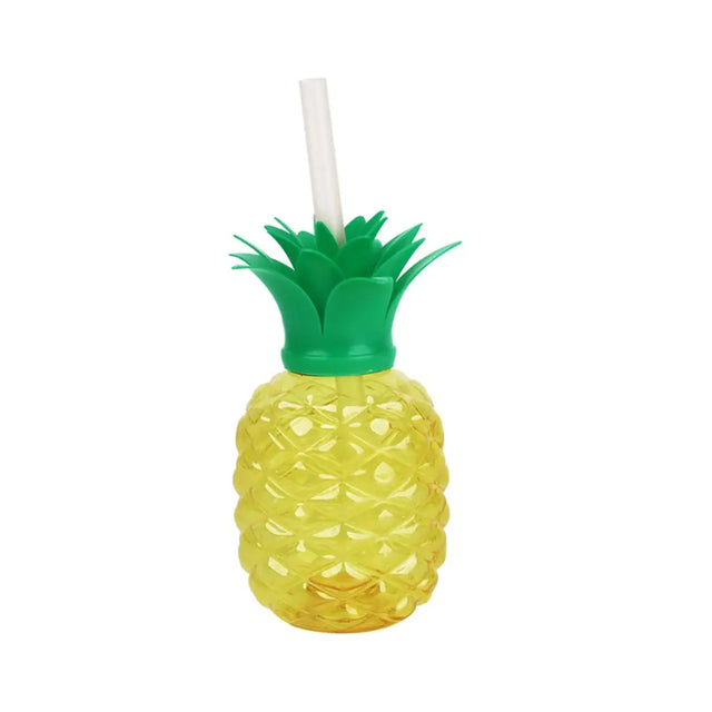 Hawaiian Plastic Pineapple Cup With Reusable Straw 500ml PP11667